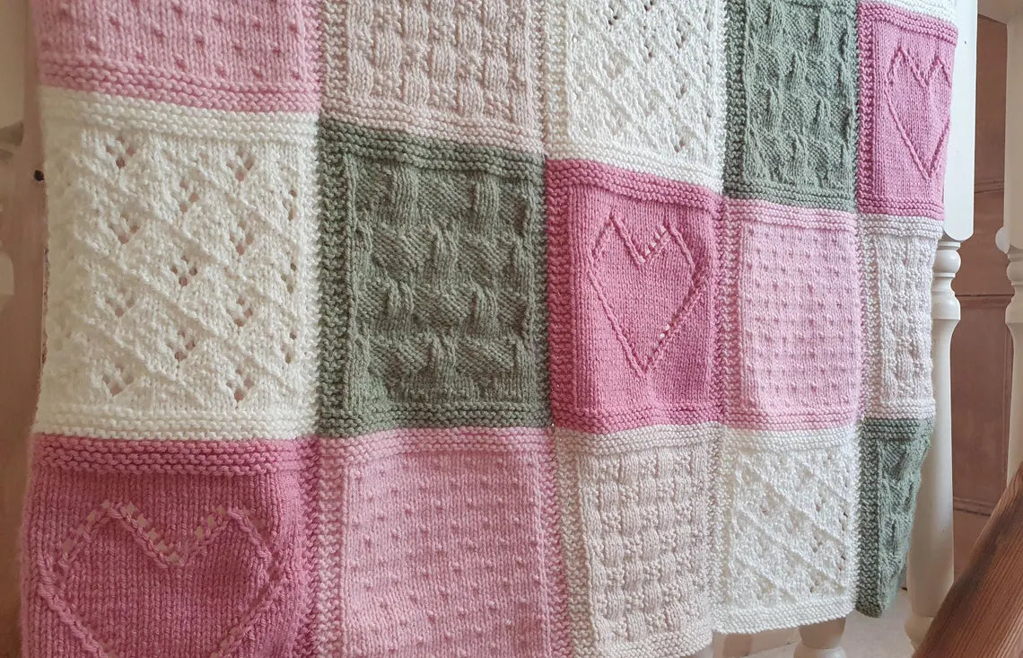 Pretty Patchwork Baby Blanket Knitting Pattern
