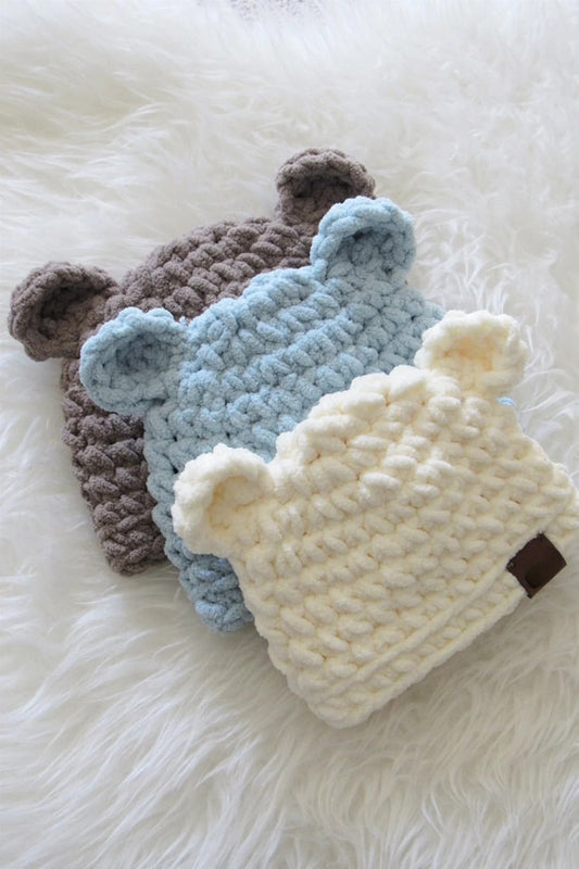 30 Minute Teddy Bear Baby Hat Crochet Pattern
