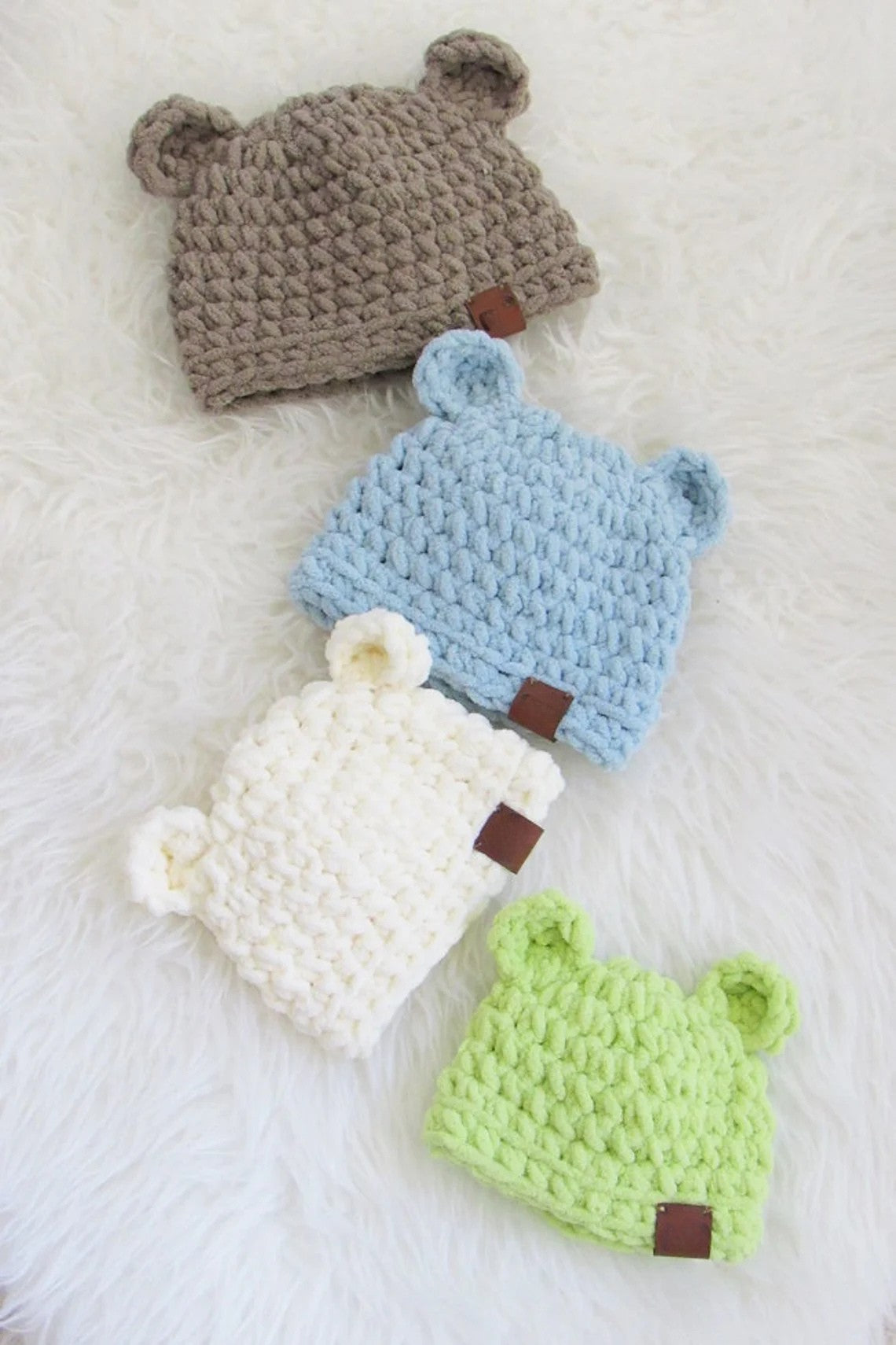 30 Minute Teddy Bear Baby Hat Crochet Pattern