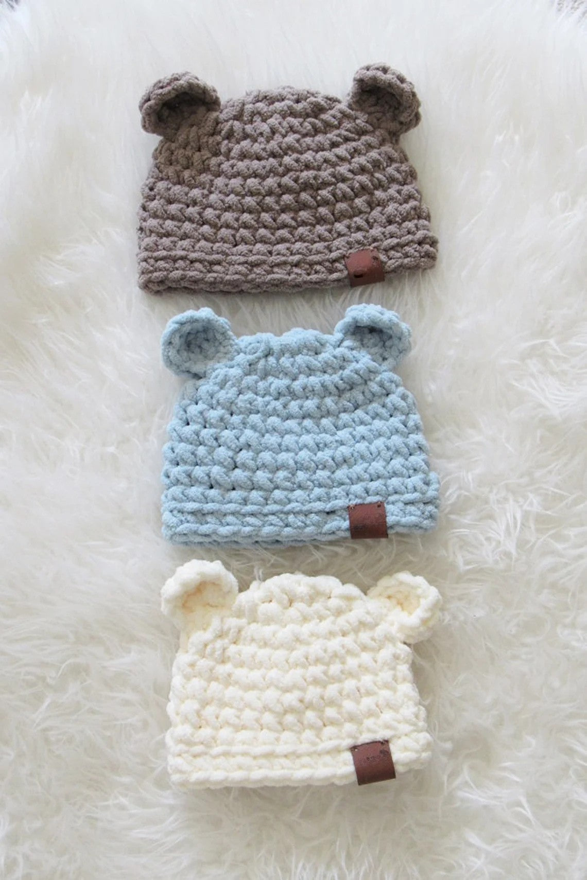 30 Minute Teddy Bear Baby Hat Crochet Pattern