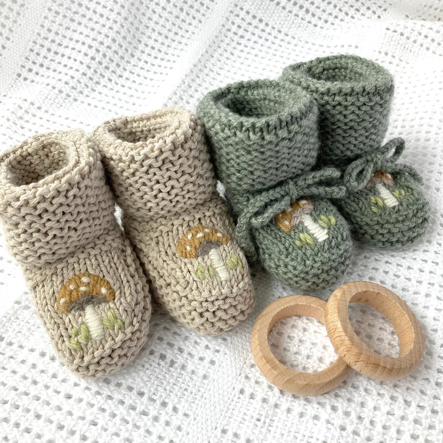 Knitting Pattern for Baby Booties with Toadstool