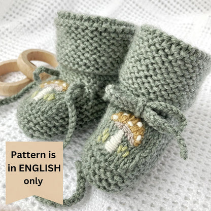 Knitting Pattern for Baby Booties with Toadstool