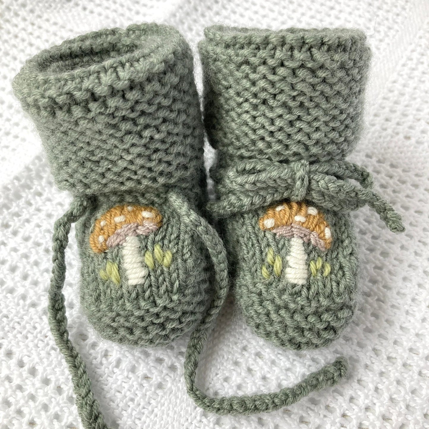 Knitting Pattern for Baby Booties with Toadstool