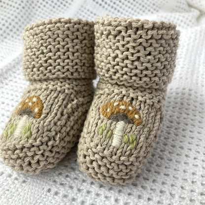 Knitting Pattern for Baby Booties with Toadstool