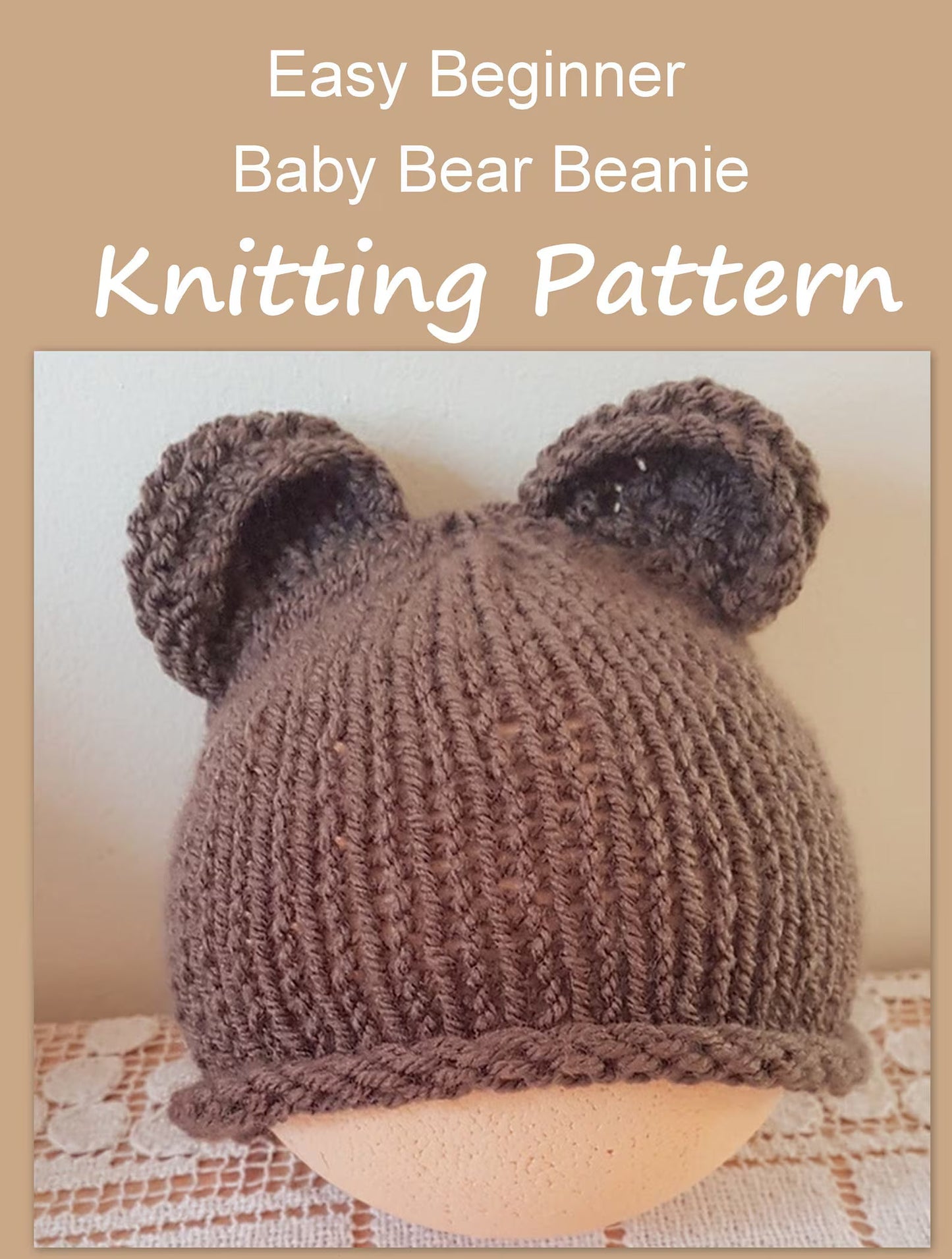 Easy Baby Bear Beanie Knitting Pattern