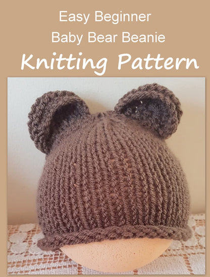 Easy Baby Bear Beanie Knitting Pattern