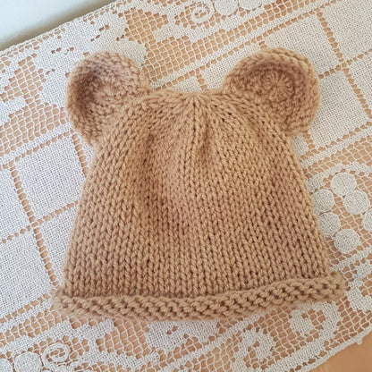 Easy Baby Bear Beanie Knitting Pattern