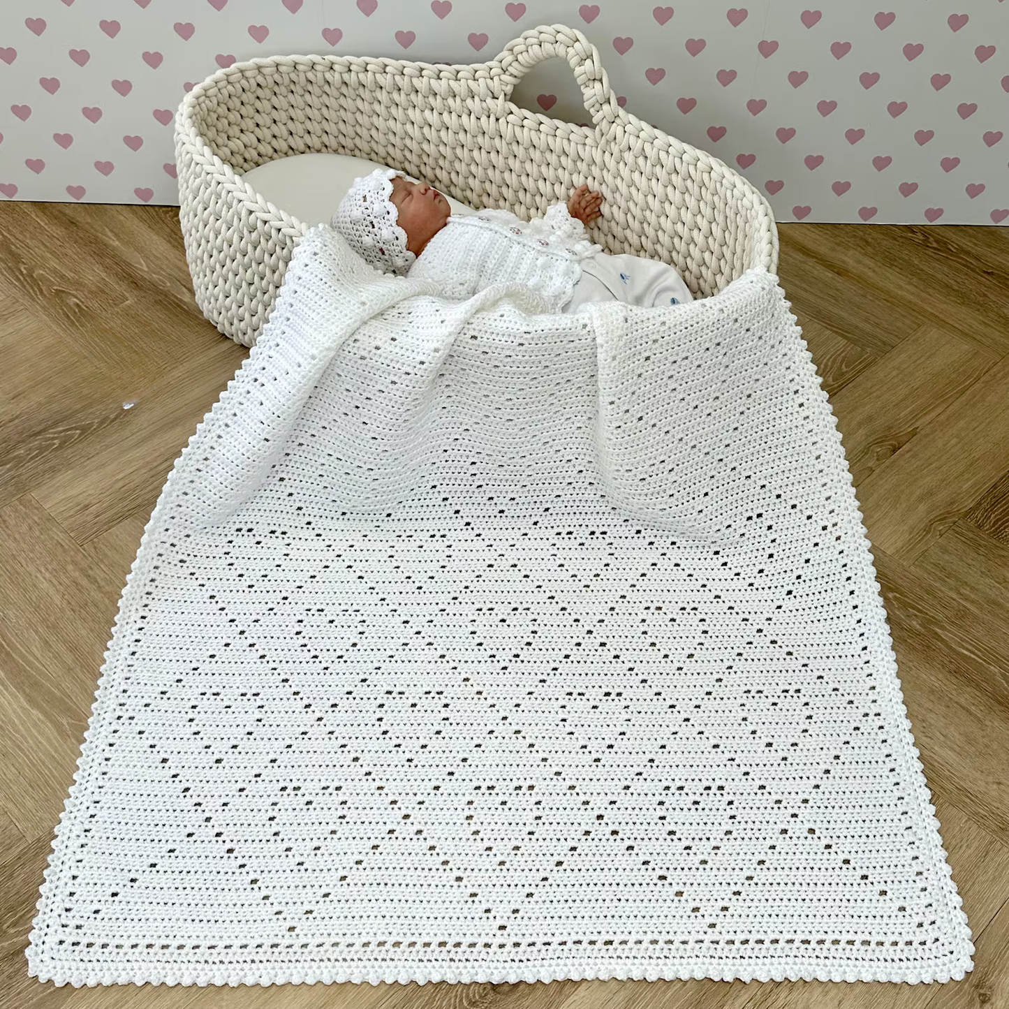 Hearts Baby Blanket Crochet Pattern