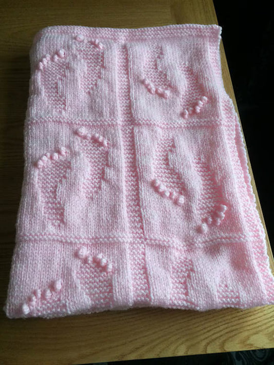 Baby Footprints Blanket Knitting Pattern