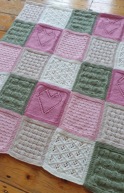 Pretty Patchwork Baby Blanket Knitting Pattern