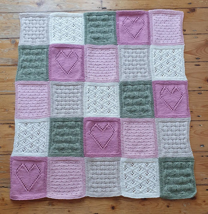 Pretty Patchwork Baby Blanket Knitting Pattern