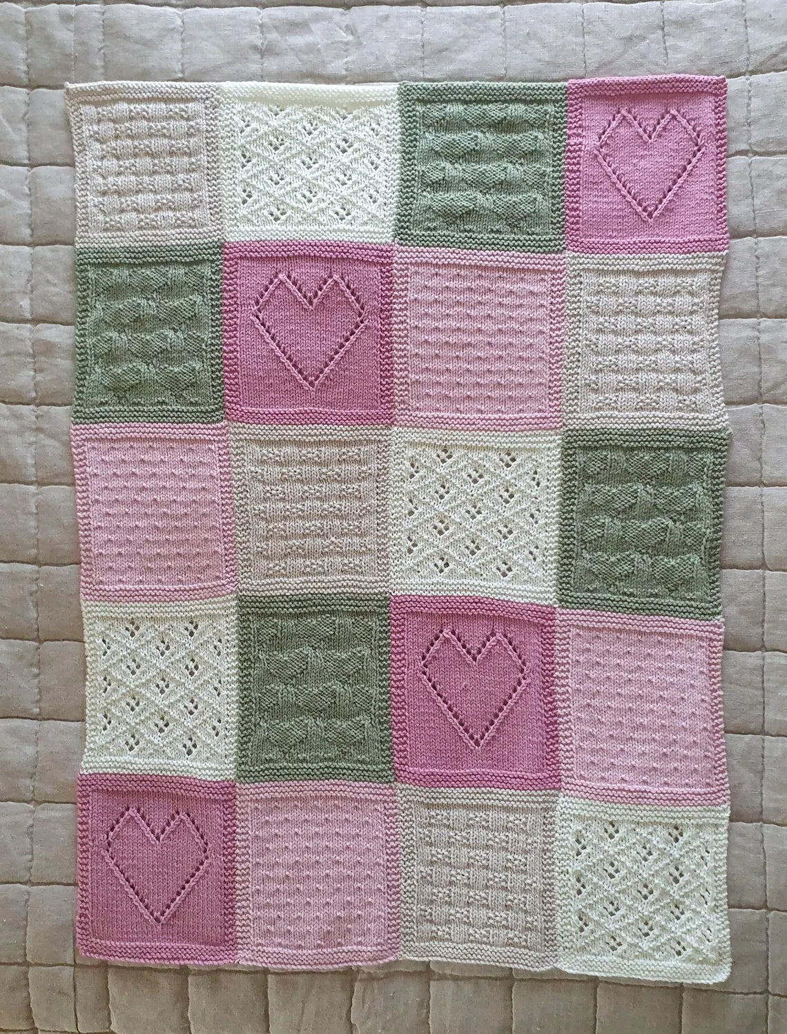Pretty Patchwork Baby Blanket Knitting Pattern