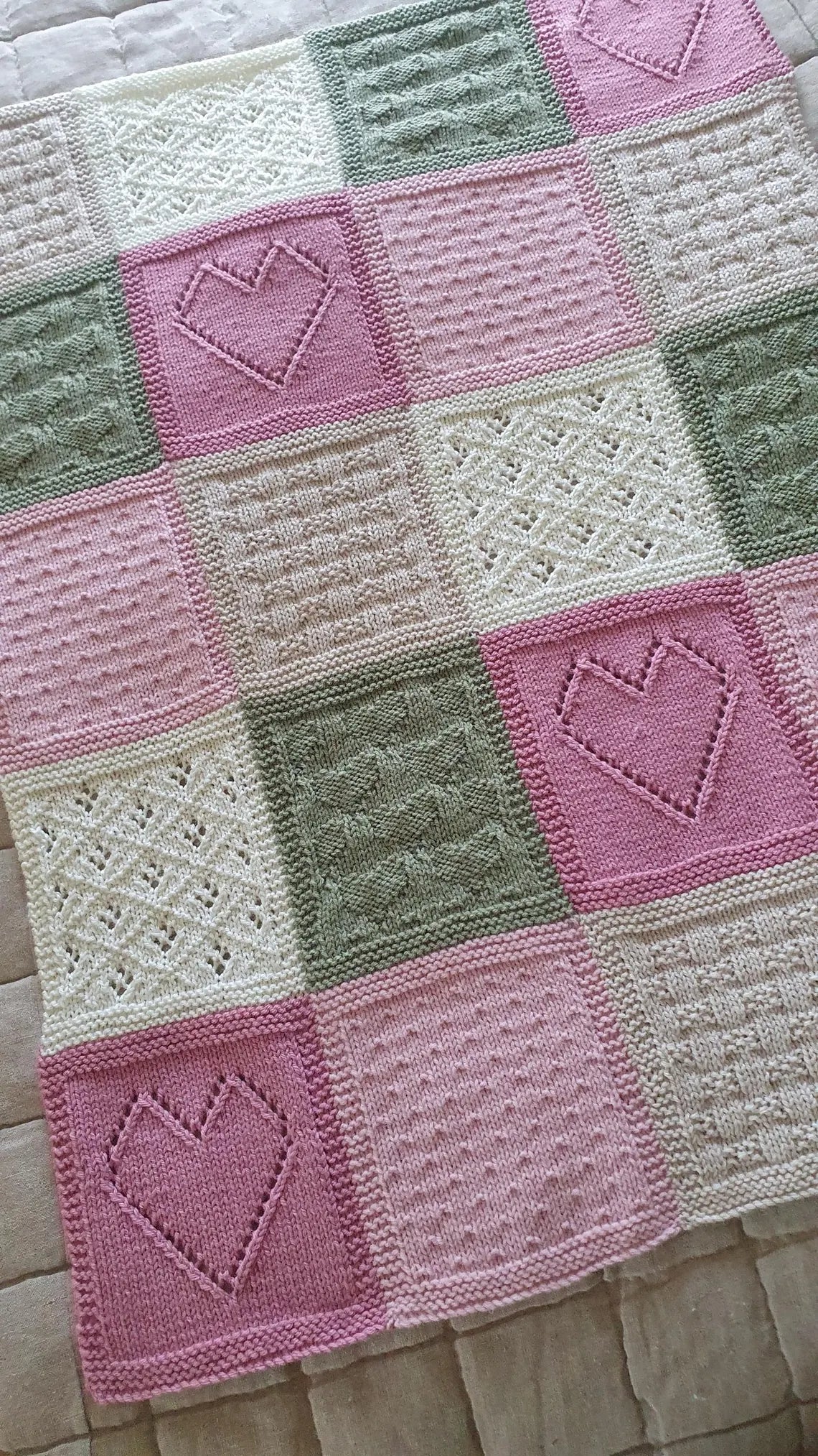 Pretty Patchwork Baby Blanket Knitting Pattern