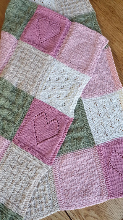 Pretty Patchwork Baby Blanket Knitting Pattern