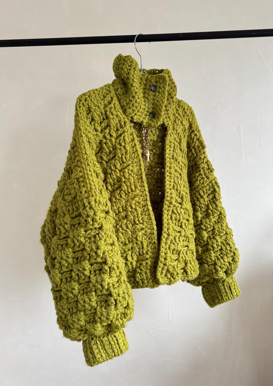 Chunky Funnel Neck Cardigan Crochet Pattern