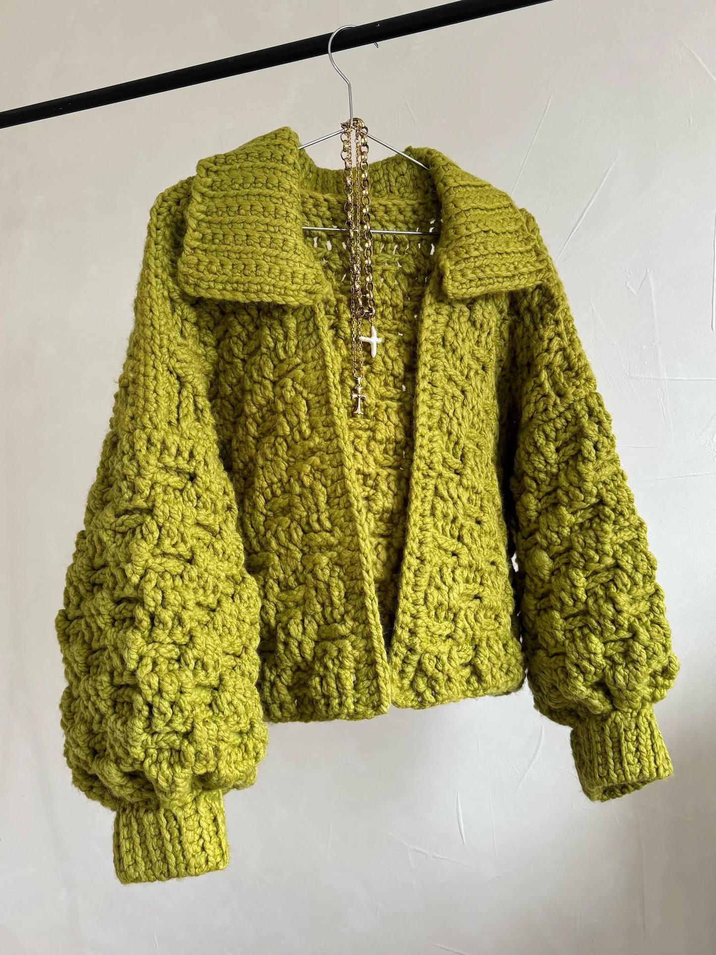 Chunky Funnel Neck Cardigan Crochet Pattern