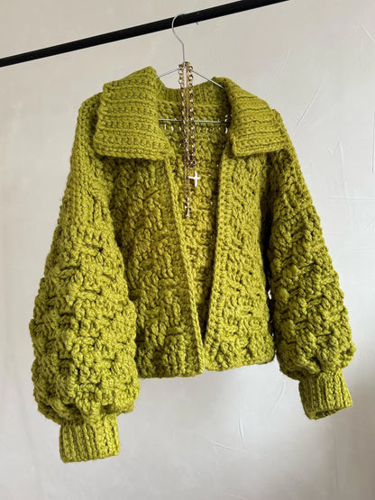 Chunky Funnel Neck Cardigan Crochet Pattern