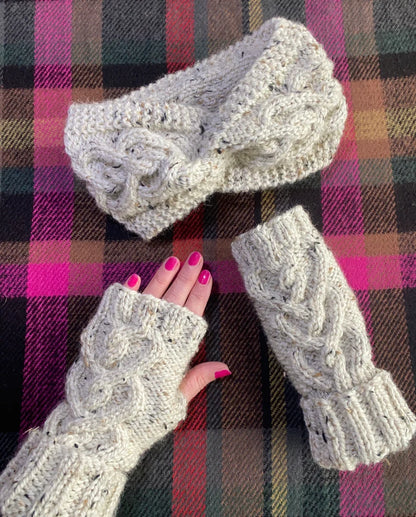 Fingerless Gloves and Head Warmer Set Knitting Pattern