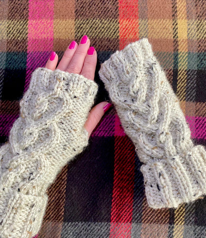 Fingerless Gloves and Head Warmer Set Knitting Pattern