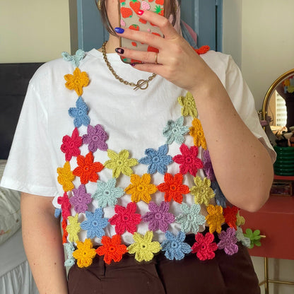 Flower Motif Daisy Chain Top Crochet Pattern