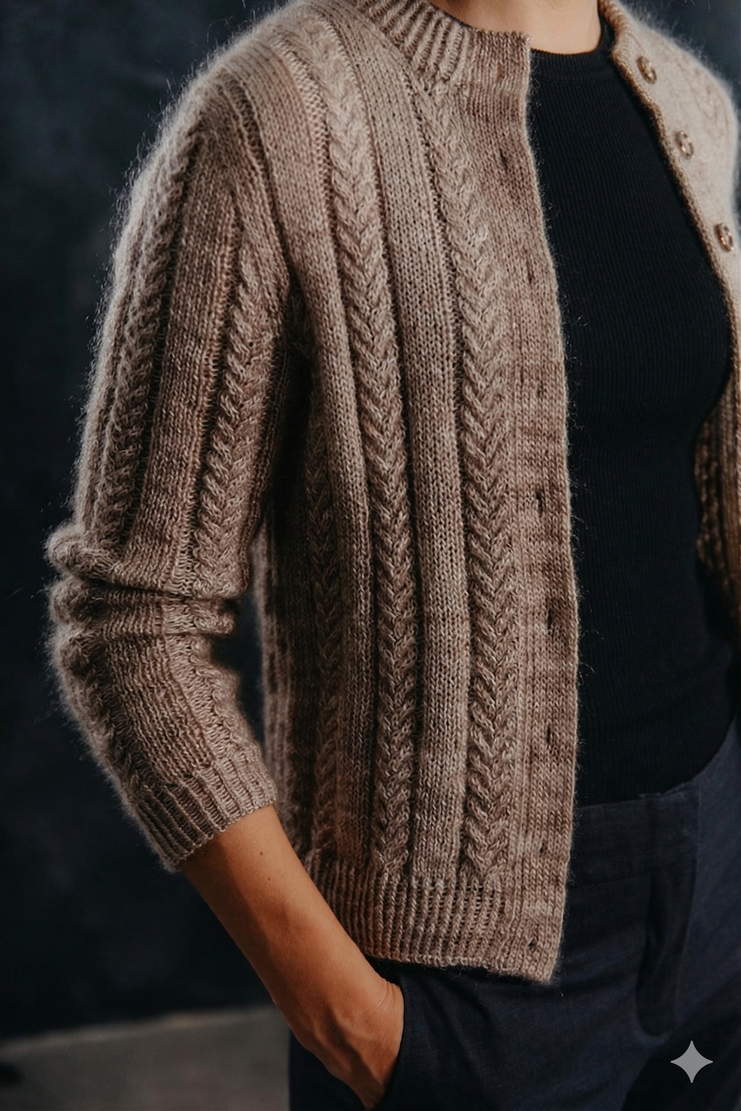 Simple Cable Cardigan Knitting Pattern