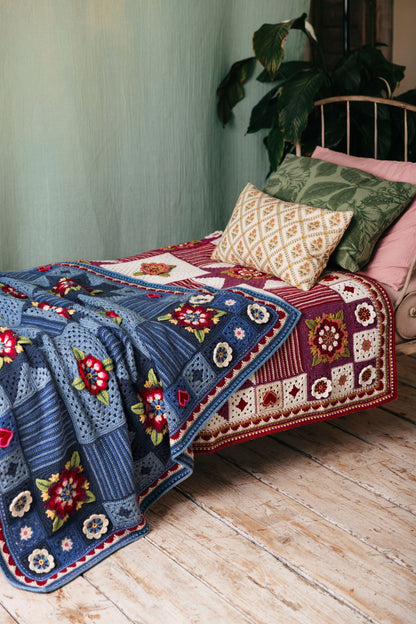 Indigo Dreams & Crimson Dreams Blanket Crochet Pattern