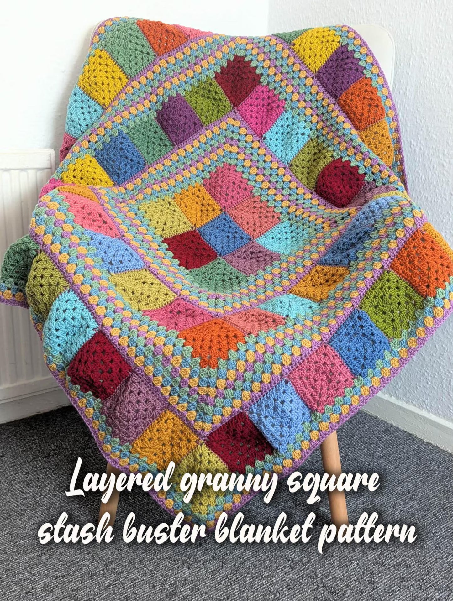 Layered Granny Square Blanket Crochet Pattern