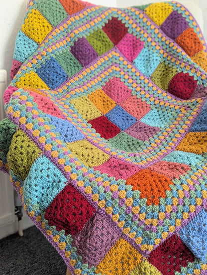 Layered Granny Square Blanket Crochet Pattern