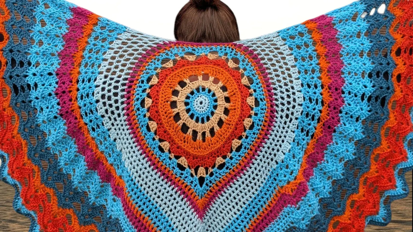 Mandala Bird Shawl Crochet Pattern