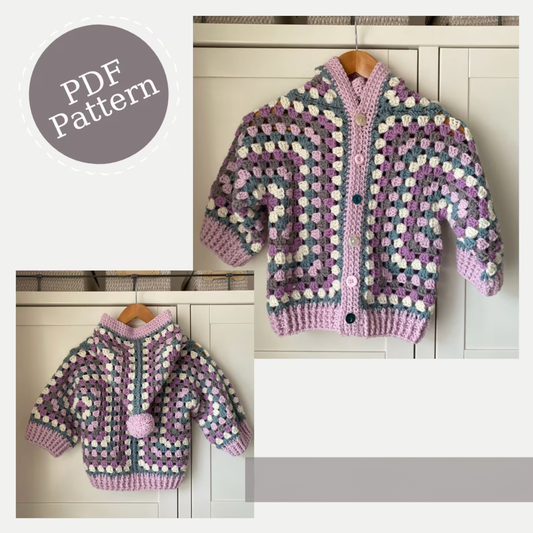 Kids Hexagon Hooded Cardigan Crochet Pattern