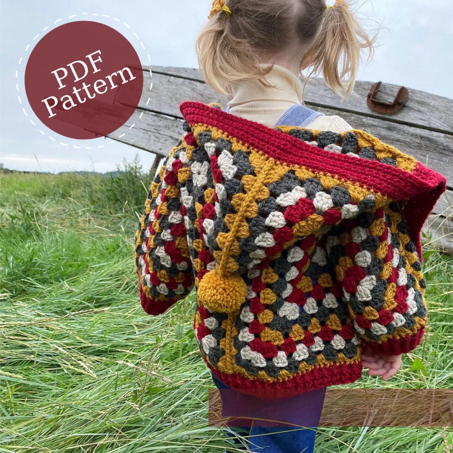 Kids Hexagon Hooded Cardigan Crochet Pattern