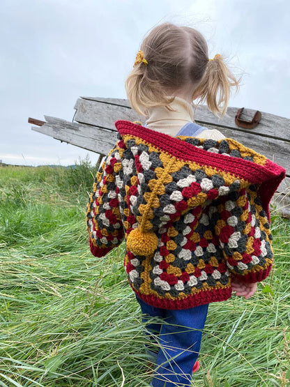 Kids Hexagon Hooded Cardigan Crochet Pattern