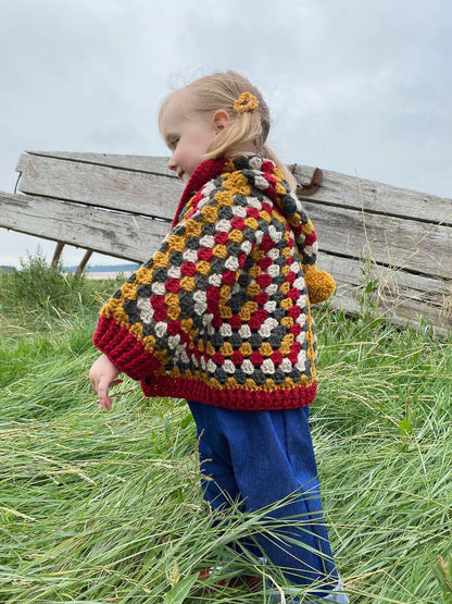 Kids Hexagon Hooded Cardigan Crochet Pattern