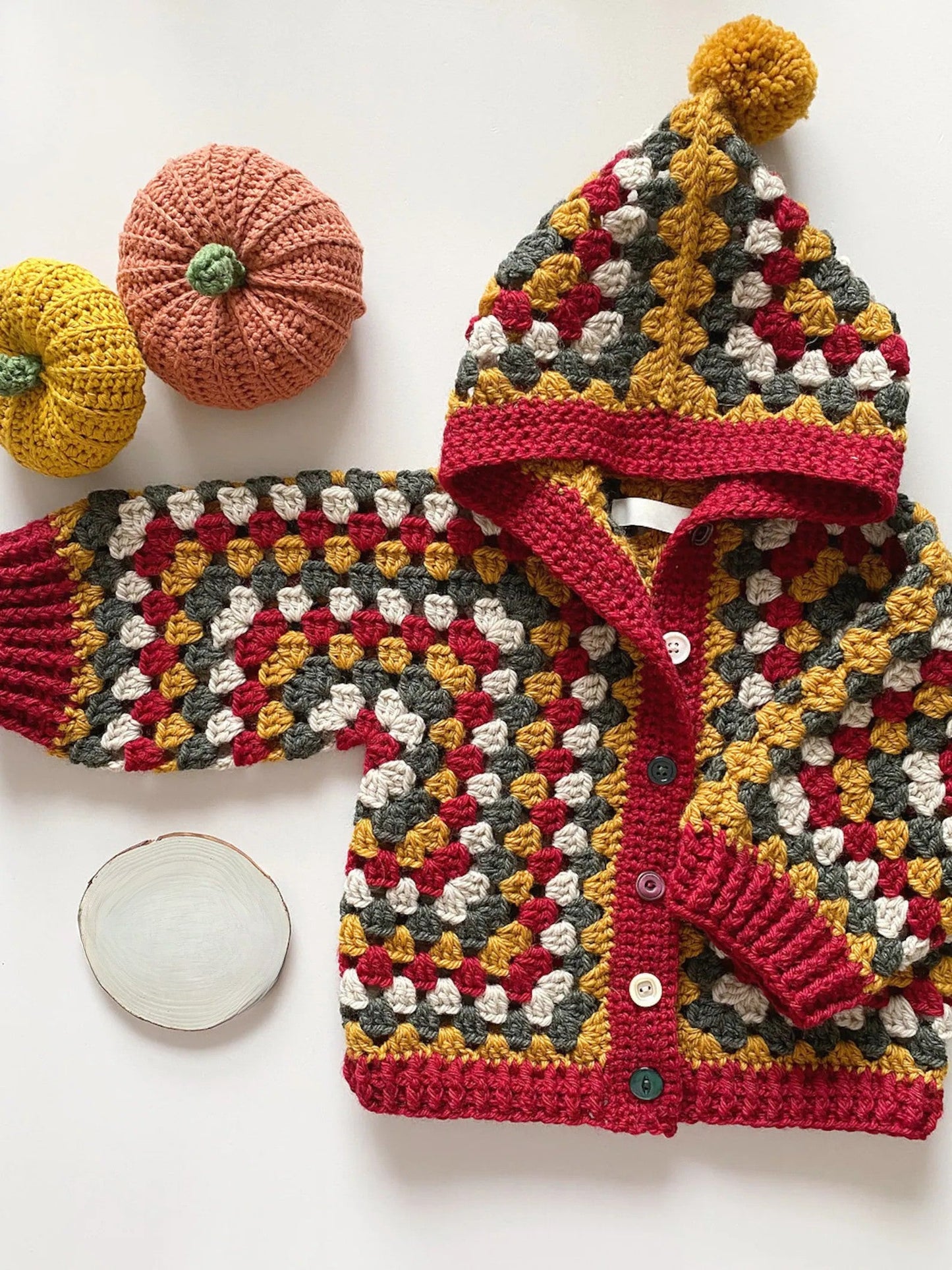 Kids Hexagon Hooded Cardigan Crochet Pattern
