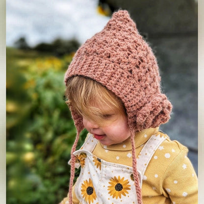 Pixie Bonnet with Flower Crochet Pattern