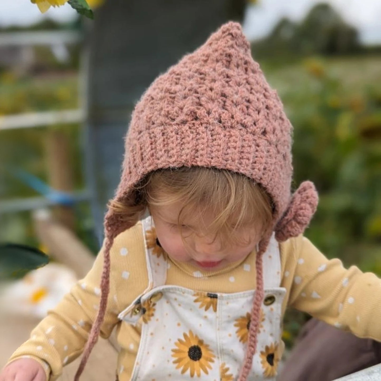 Pixie Bonnet with Flower Crochet Pattern