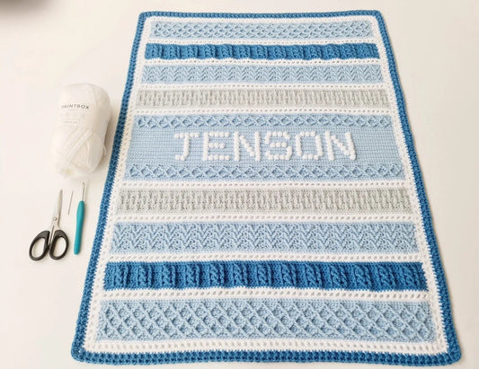 Personalised Post & Bobble Baby Blanket Crochet Pattern