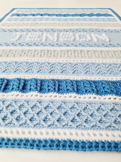 Personalised Post & Bobble Baby Blanket Crochet Pattern