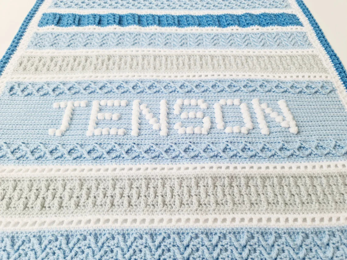 Personalised Post & Bobble Baby Blanket Crochet Pattern