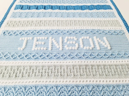 Personalised Post & Bobble Baby Blanket Crochet Pattern