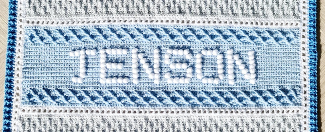Personalised Post & Bobble Baby Blanket Crochet Pattern