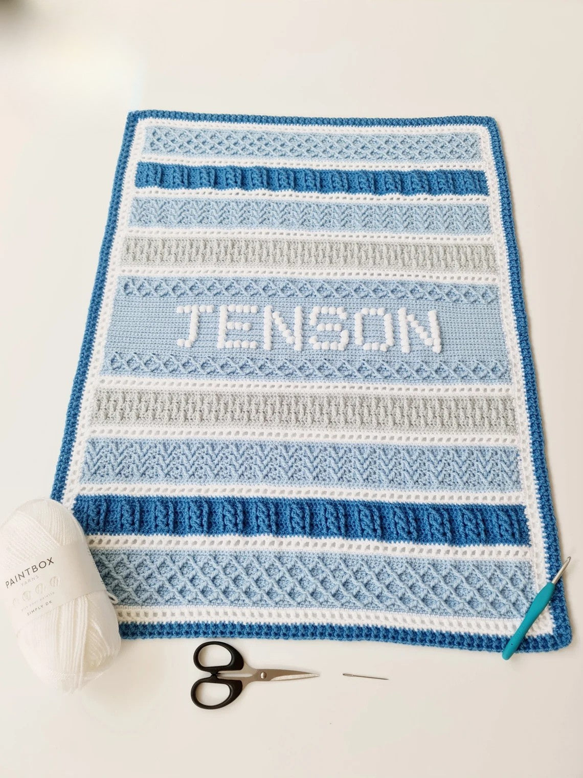 Personalised Post & Bobble Baby Blanket Crochet Pattern