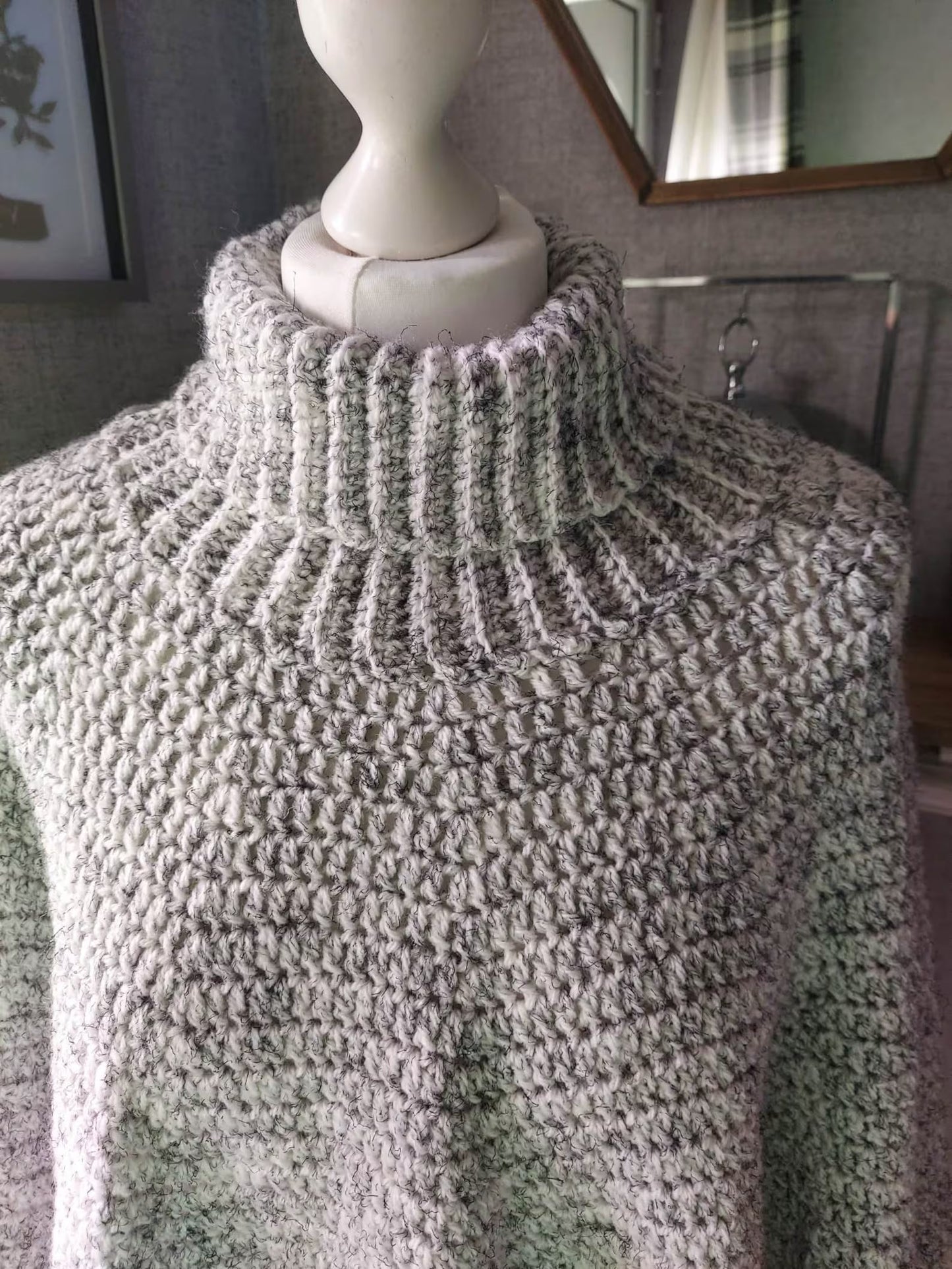 Roll Neck Poncho Crochet Pattern