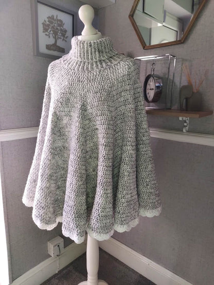 Roll Neck Poncho Crochet Pattern
