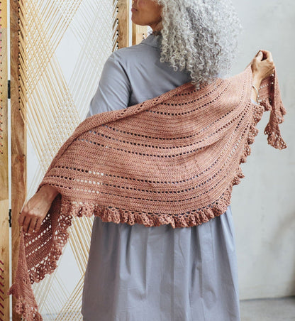 Ruffled Feathers Crescent Shawl Crochet Pattern