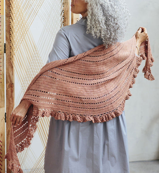Ruffled Feathers Crescent Shawl Crochet Pattern