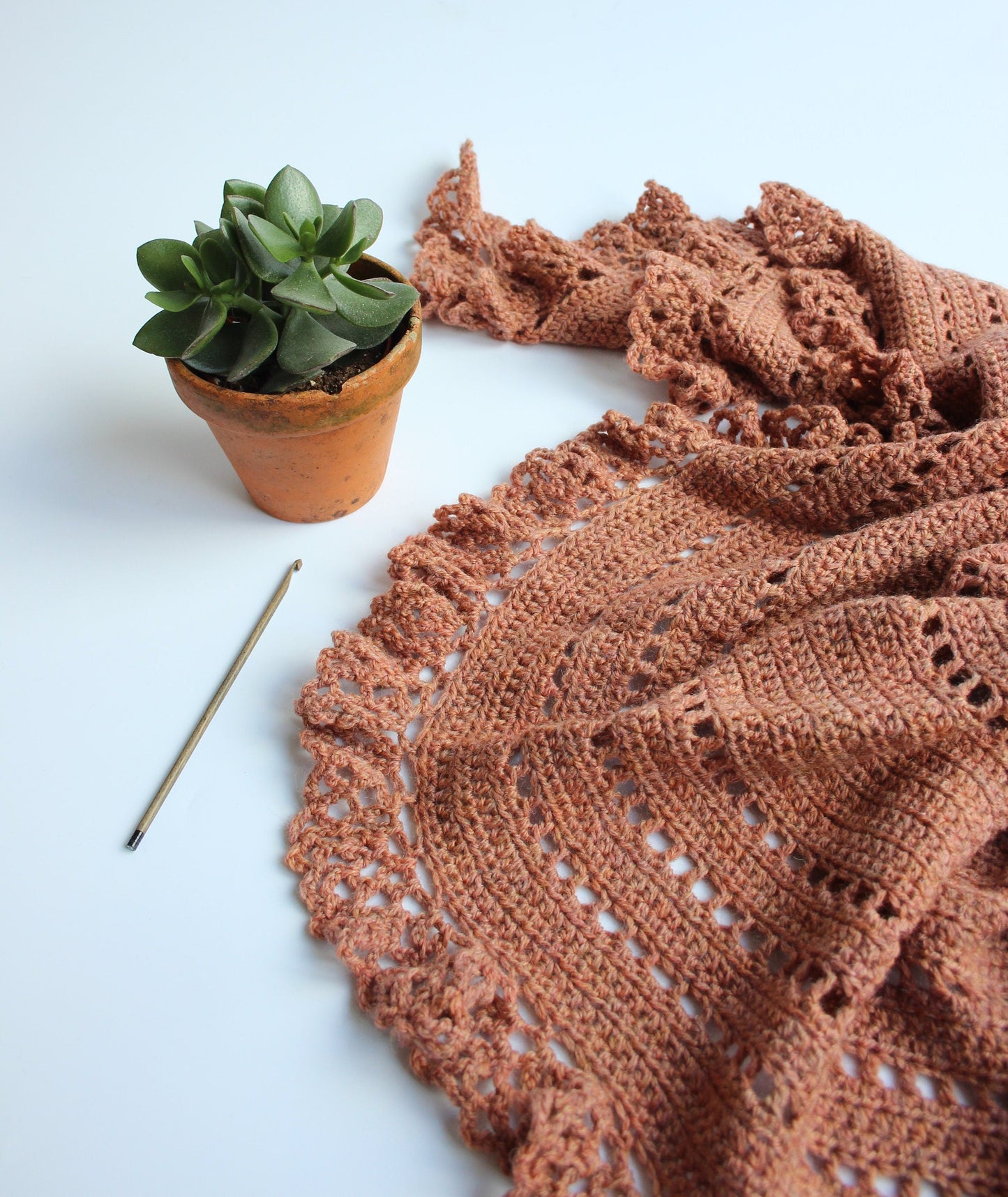 Ruffled Feathers Crescent Shawl Crochet Pattern