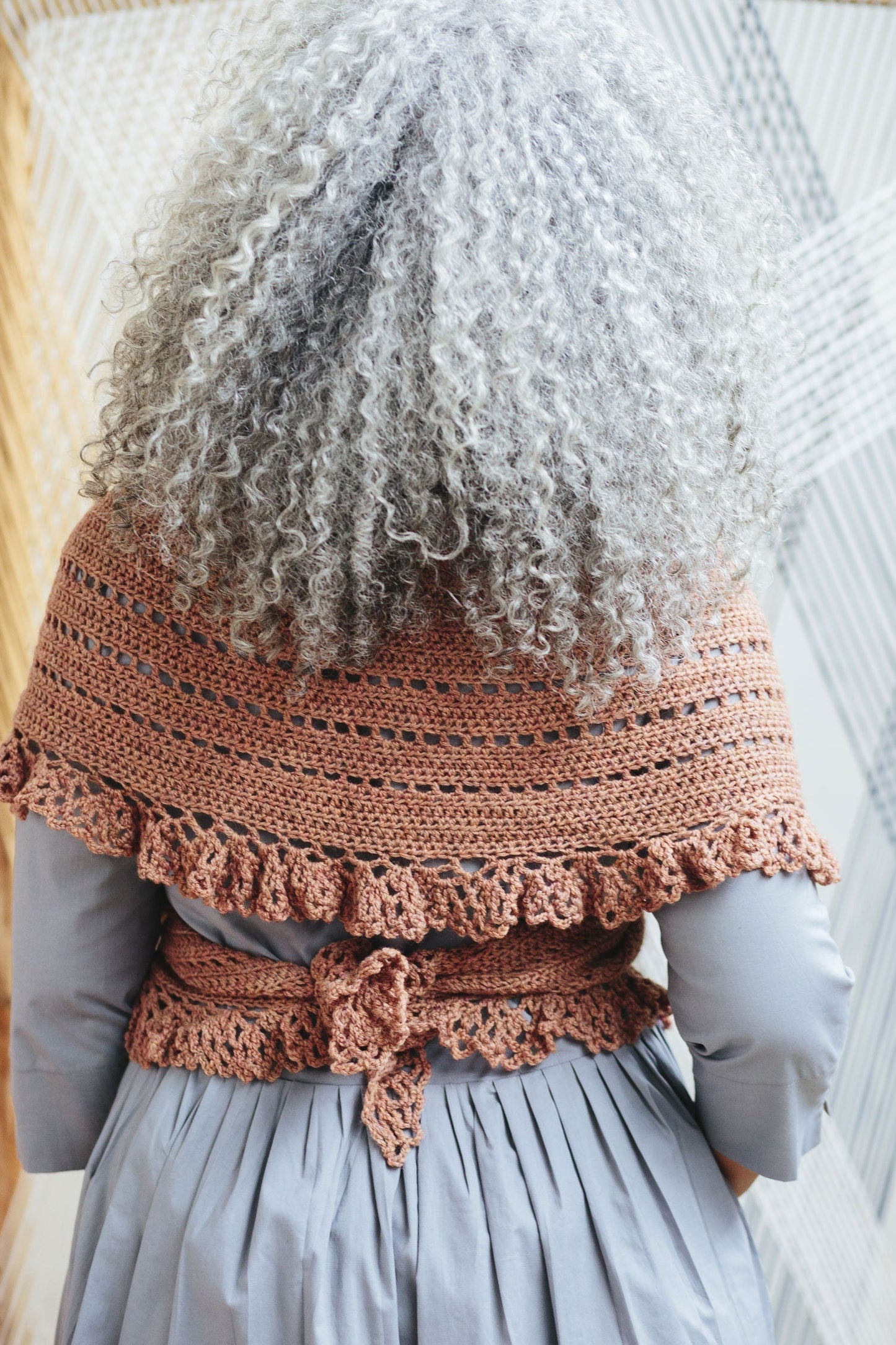 Ruffled Feathers Crescent Shawl Crochet Pattern