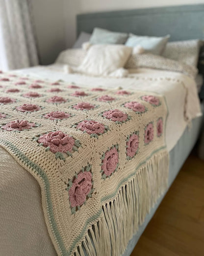 Large Floral Granny Square Crochet Pattern