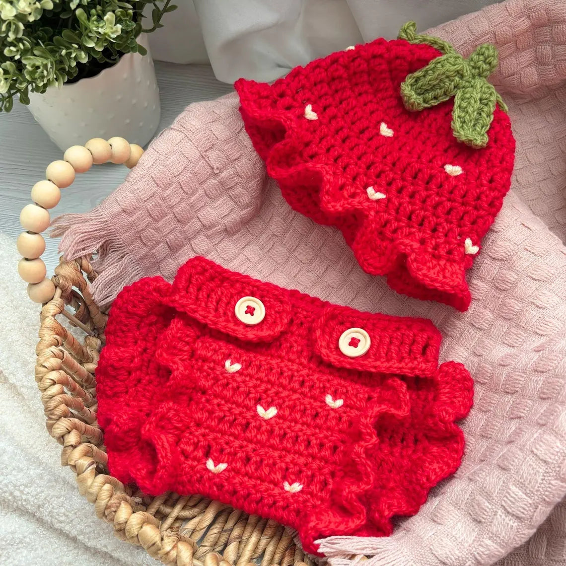 Strawberry Baby Outfit Crochet Pattern
